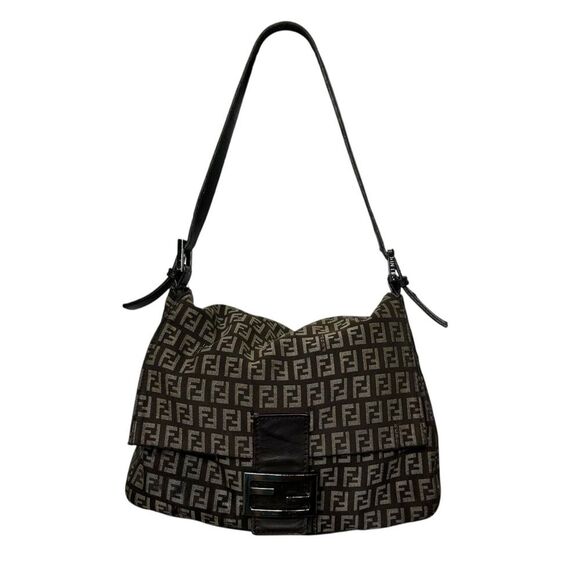 Fendi Mamma Baguette Zucchino FF Monogram Canvas Brown Shoulder Bag Hobo - Picture 1 of 10